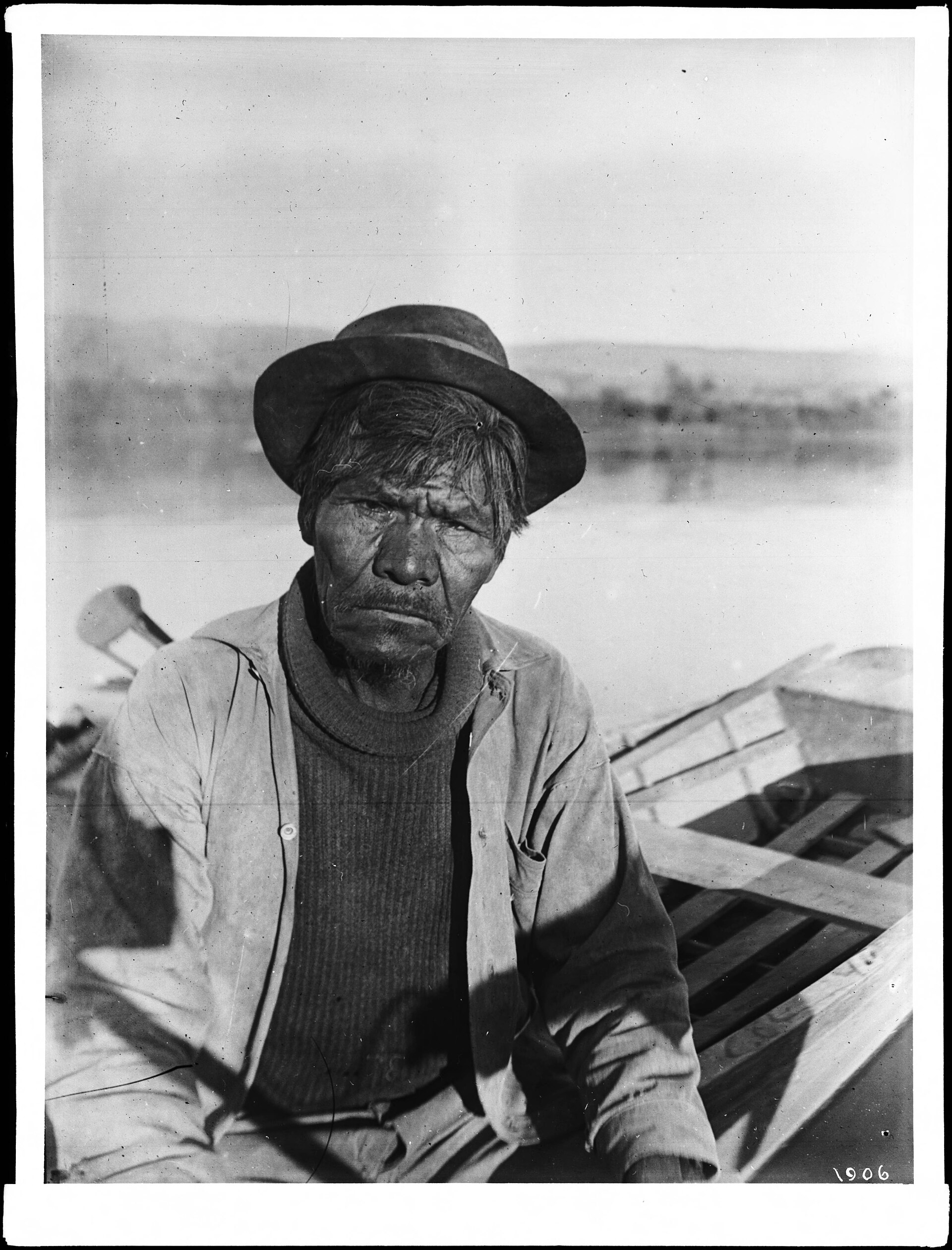 Portrait of a Chemehuevi boatman on the Colorado River, taken in 1903.